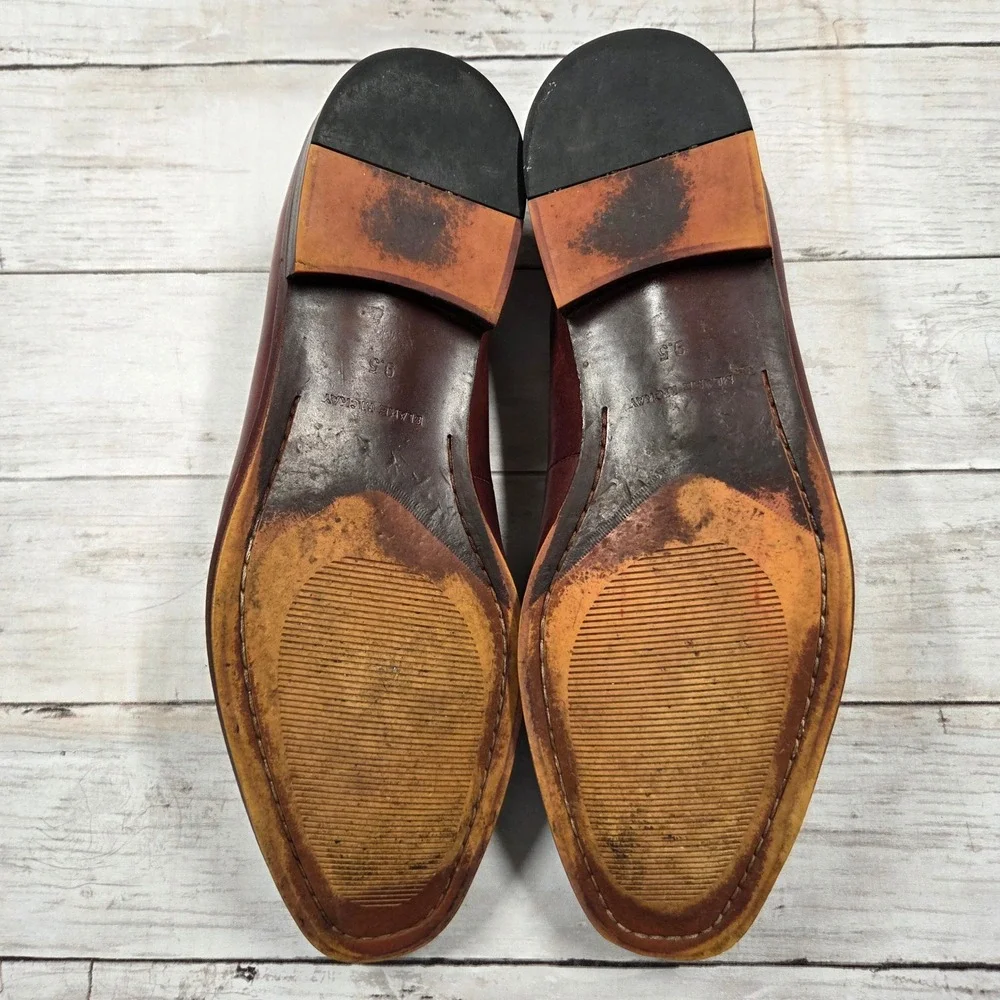 Blake McKay Tassel Loafers Men 9.5 Burgundy Leather Handcrafted T8 Slip On Shoes